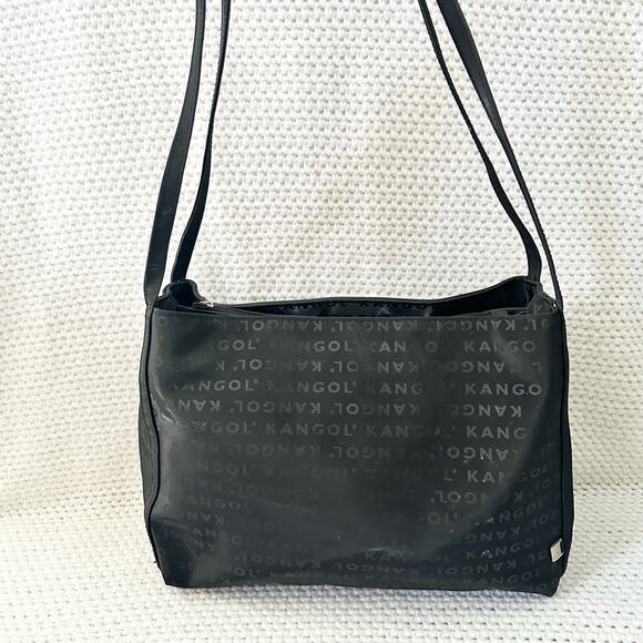 Kangol Australia Black PVC Brand Spell Out Vintage Medium Shoulder Bag Y2K Shine - Picture 4 of 15